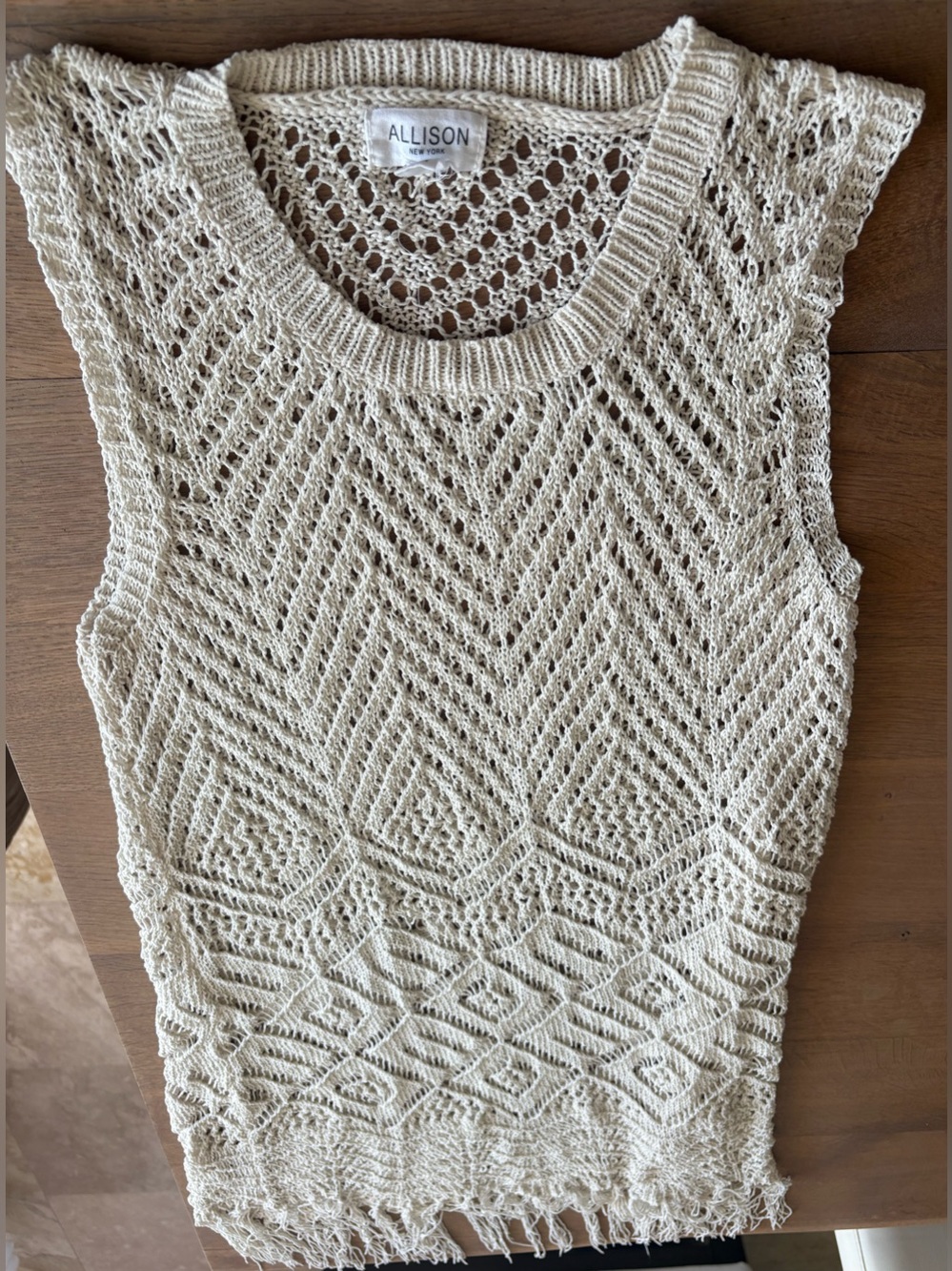 ALLISON Cream Crochet Sleeveless Tank Top